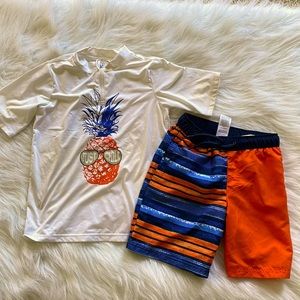 Wonder Nation size small 6-7 rash guard board shorts set